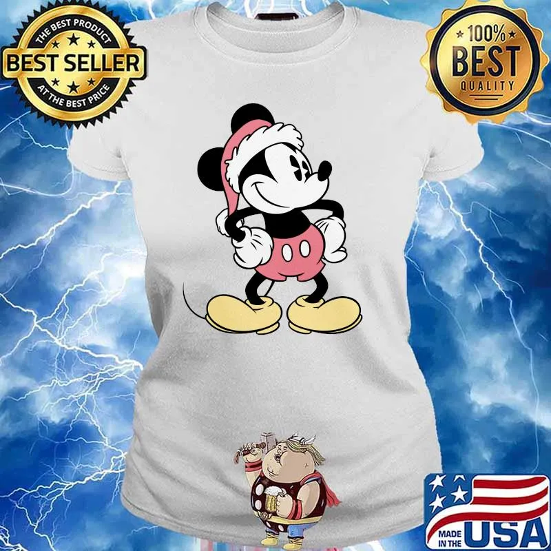 Disney Santa Mickey Mouse Holiday Shirt Ladies tee