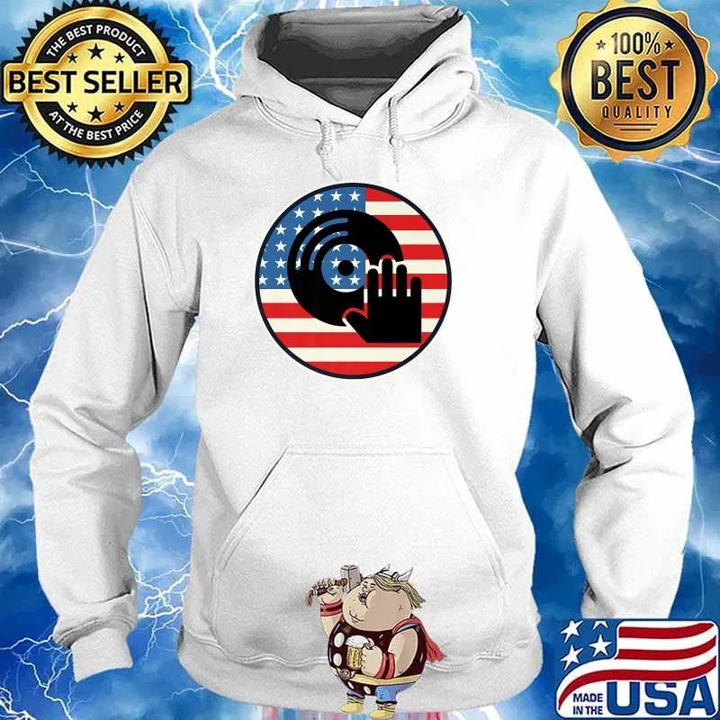 DJ Player Dad Disc Jockey US Flag 4th Of July T-Shirt Hoodie