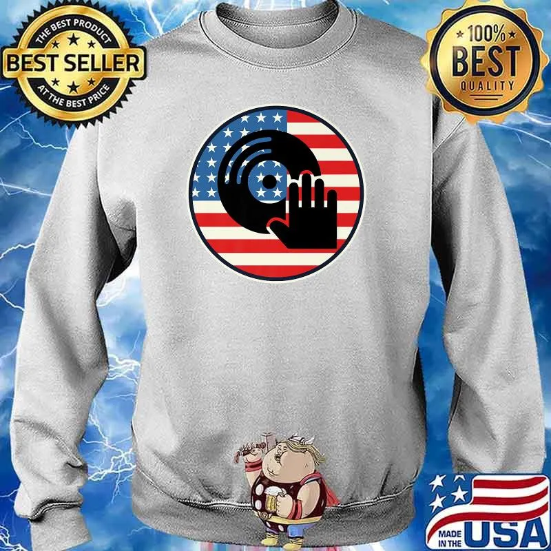 DJ Player Dad Disc Jockey US Flag 4th Of July T-Shirt Sweater