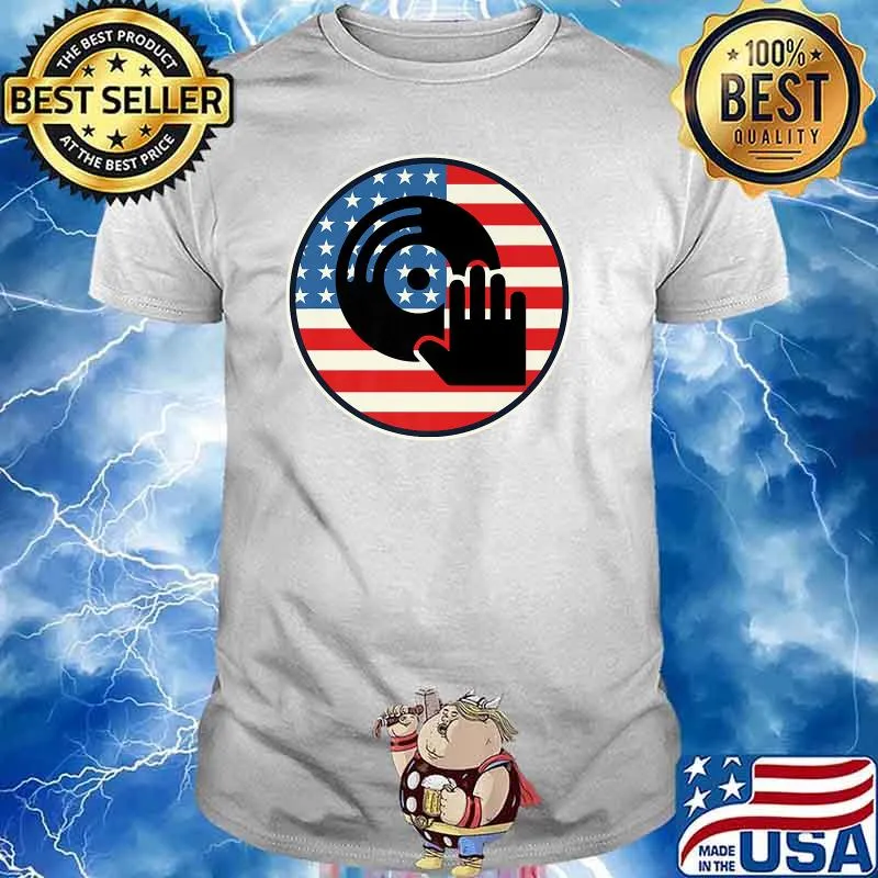 DJ Player Dad Disc Jockey US Flag 4th Of July T-Shirt