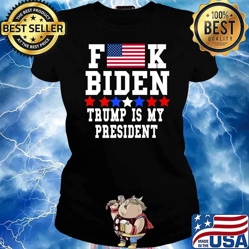 F American Flag K Biden Trump is my president stars T-Shirt Ladies tee