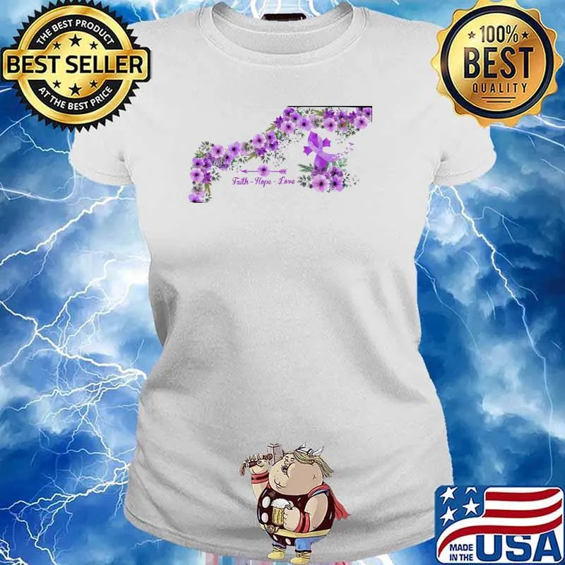 Faith Hope Love Fibromyalgia Awareness Flower Shirt Ladies tee