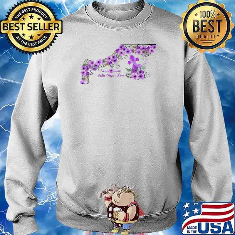 Faith Hope Love Fibromyalgia Awareness Flower Shirt Sweater