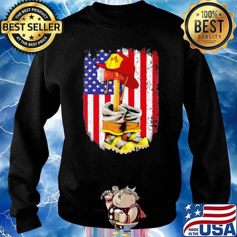 Firefighter Bless All Flag America Shirt Sweater