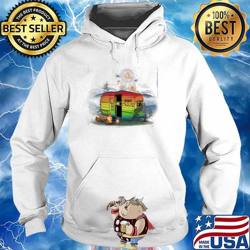 Fireworks Rainbow Camping Shirt Hoodie