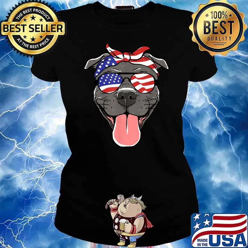 Fourth of July Dog Lovers Patriotic Pup T-Shirt Ladies tee