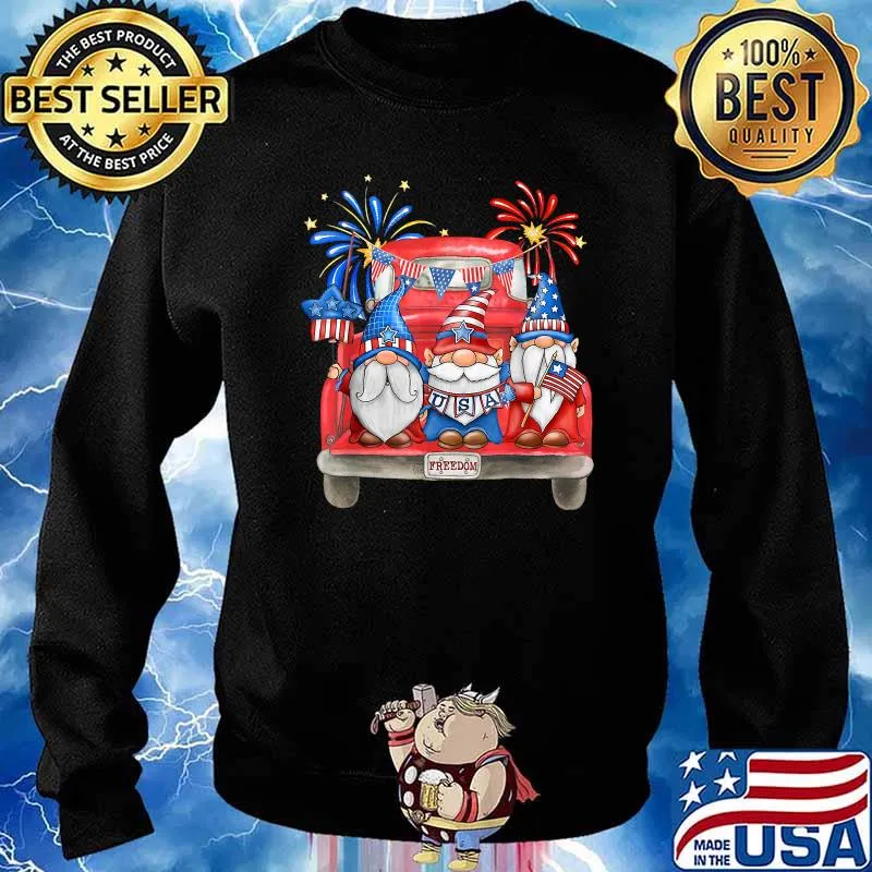 Freedom American Gnomes Car 4th of july independence firework T-Shirt Sweater