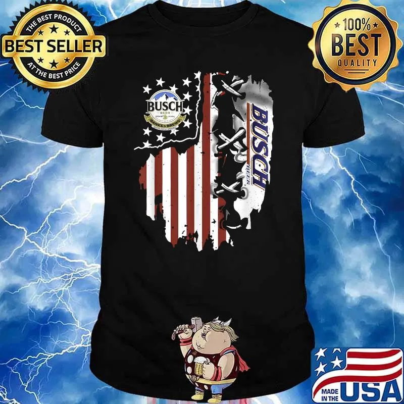 Funny Busch Banks And Brews Beer American Flag 4th Of July T-Shirt