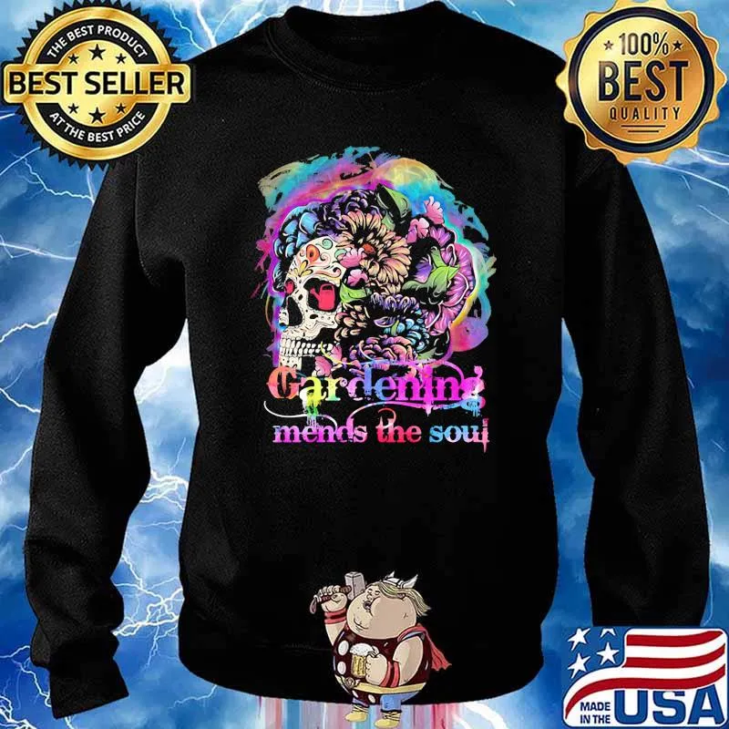 Gardening mends the soul skull flower Sweater