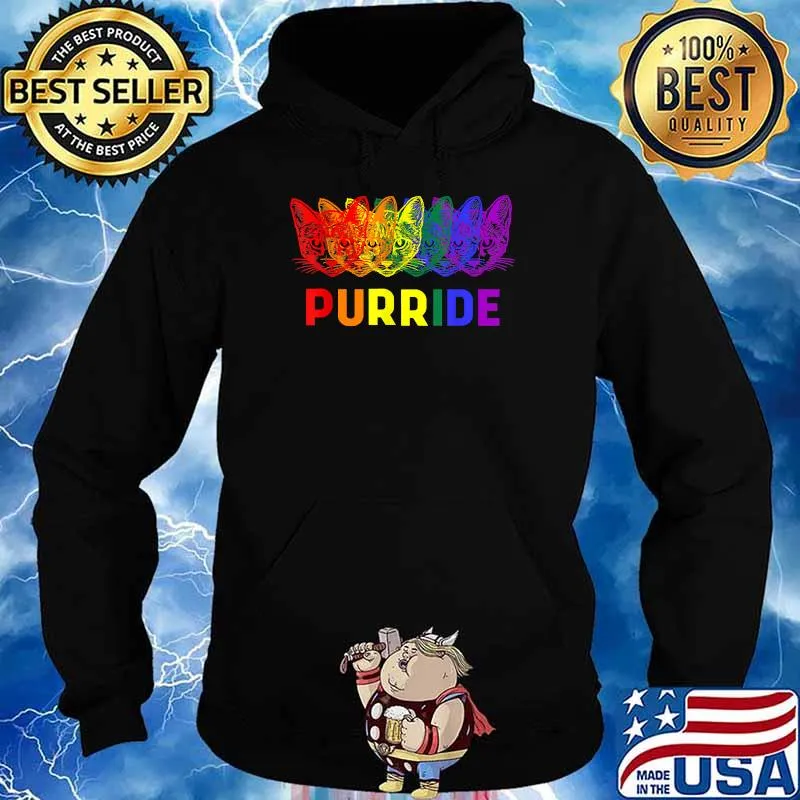 Gay Pride Purride LGBT Rainbow Cat Lover T-Shirt Hoodie