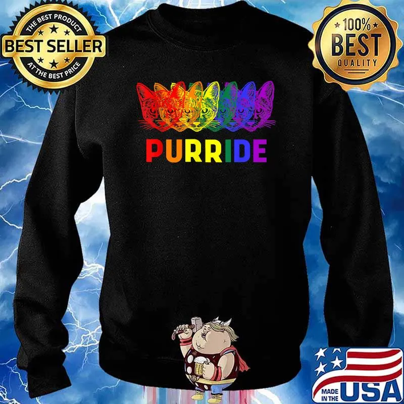Gay Pride Purride LGBT Rainbow Cat Lover T-Shirt Sweater