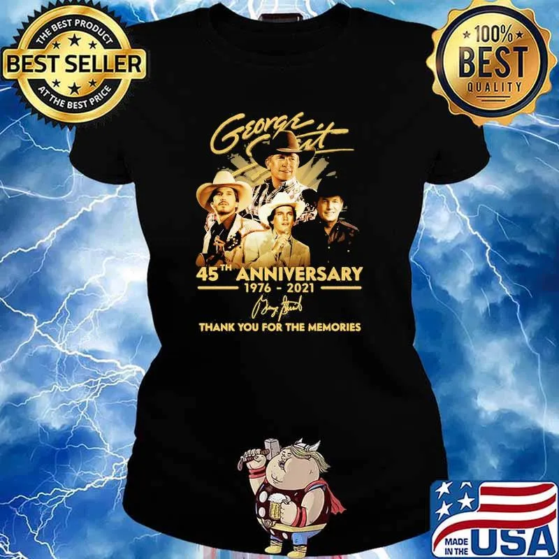 George Strait 45th anniversary 1976 2021 thank you for the memories signature Ladies tee