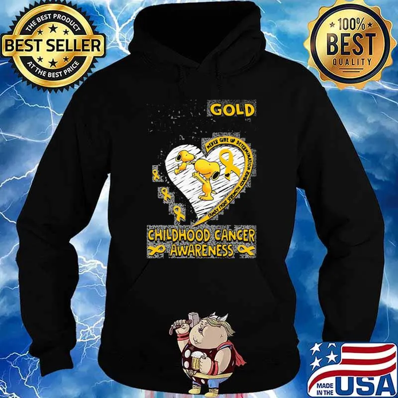 Gold childhood cancer awareness never give up determination snoopy s Hoodie