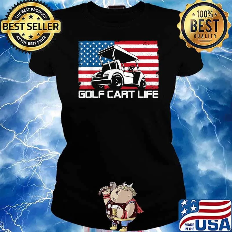 Golf Cart Golfing American Flag 4th of July Golfer T-Shirt Ladies tee