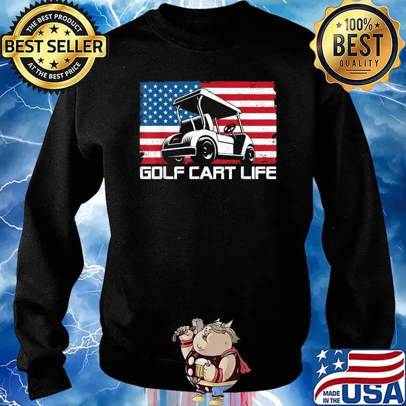 Golf Cart Golfing American Flag 4th of July Golfer T-Shirt Sweater