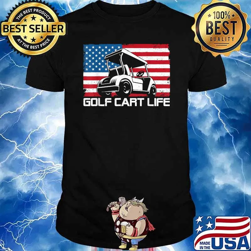 Golf Cart Golfing American Flag 4th of July Golfer T-Shirt