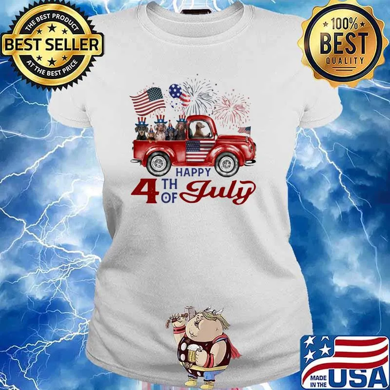 happy 4th of july dachshund American Flag Shirt Ladies tee