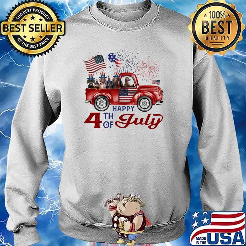 happy 4th of july dachshund American Flag Shirt Sweater