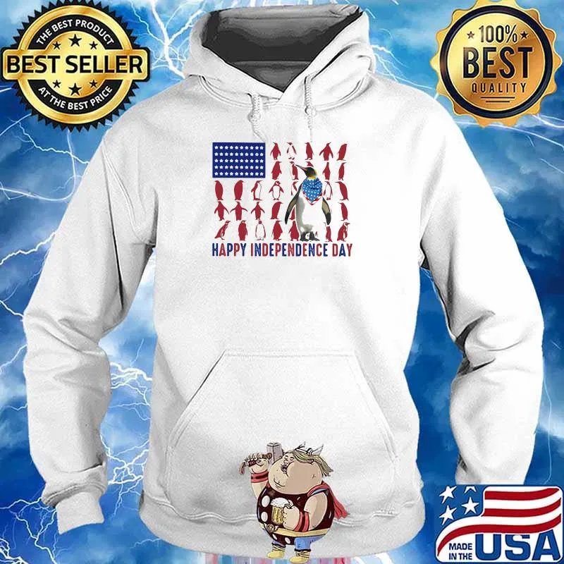 Happy Independence Day 4th Of July Peguin Flag Shirt Hoodie
