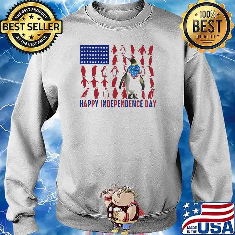 Happy Independence Day 4th Of July Peguin Flag Shirt Sweater