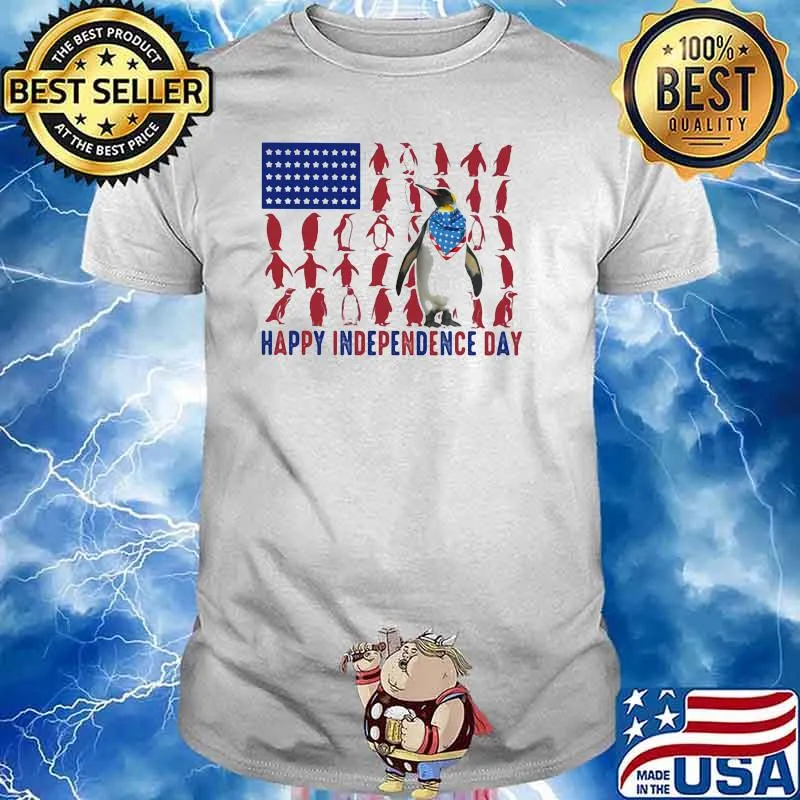 Happy Independence Day 4th Of July Peguin Flag Shirt