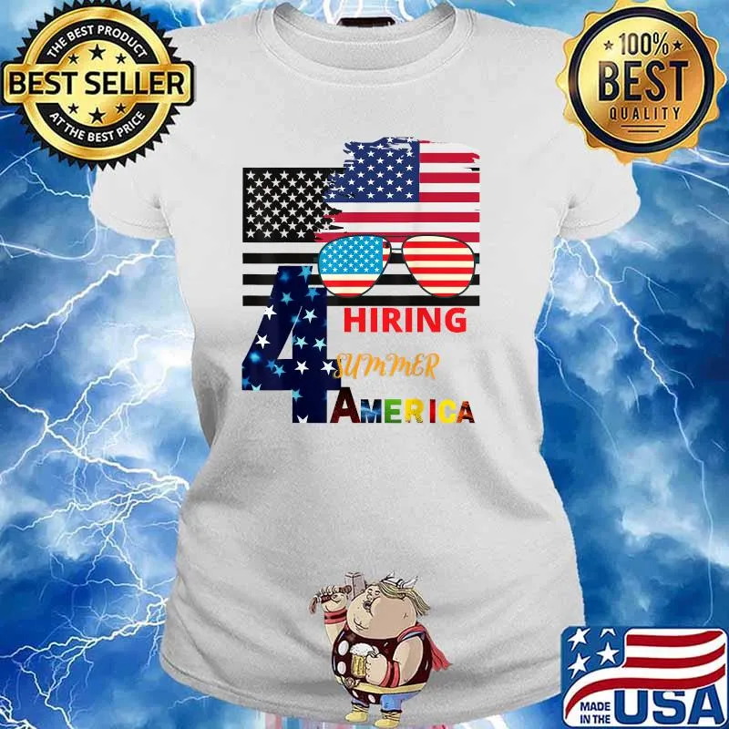 Hiring for summer America 4th of july independence sunglasses T-Shirt Ladies tee