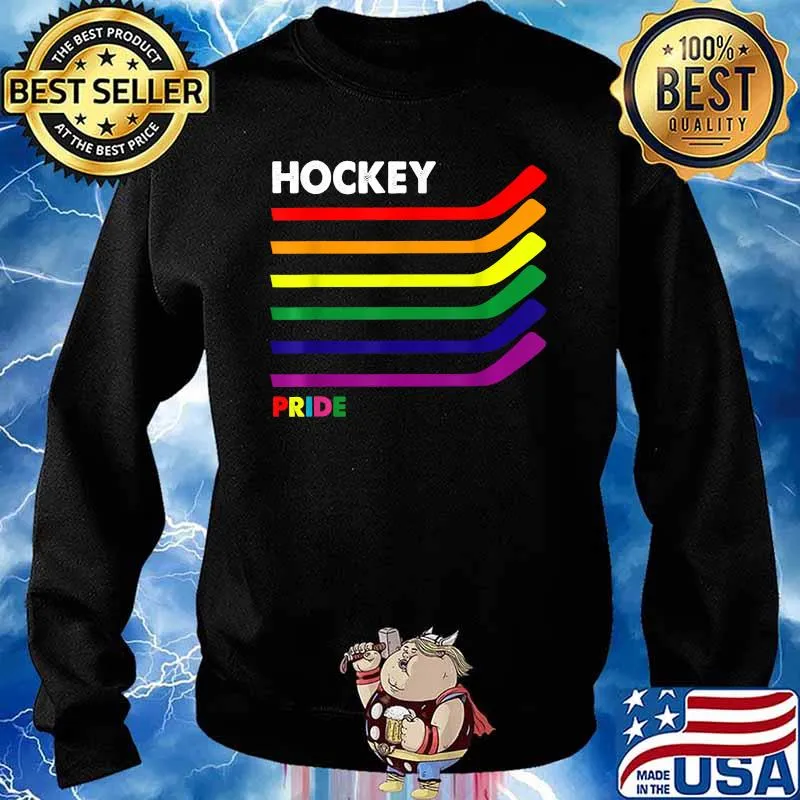 Hockey Pride Month LGBT Gay Transgender Flag Ice Sticks T-Shirt Sweater