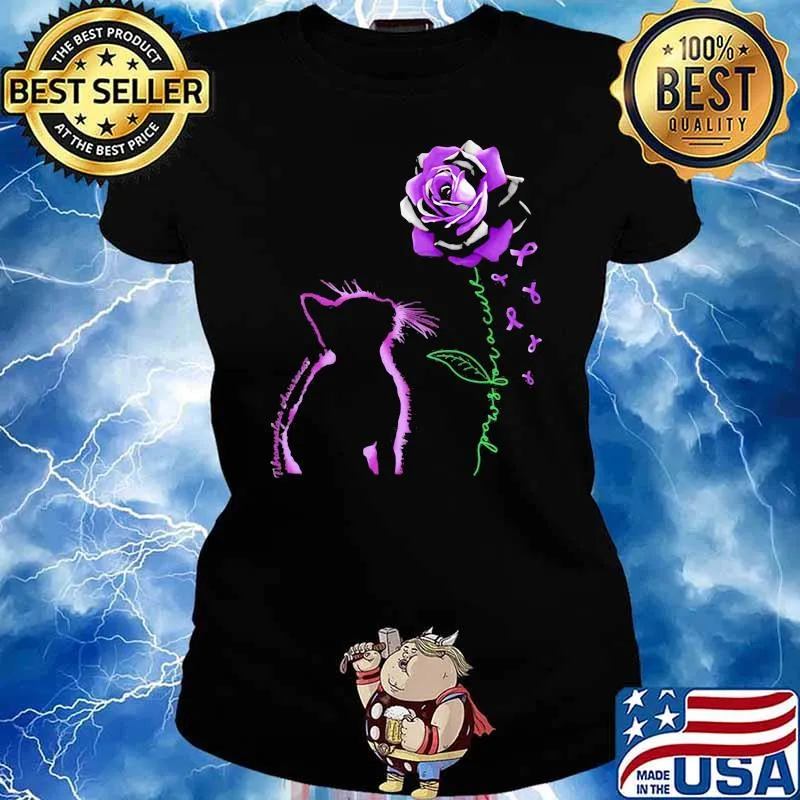 Hope For A Cure Cat And Rose Shirt Ladies tee