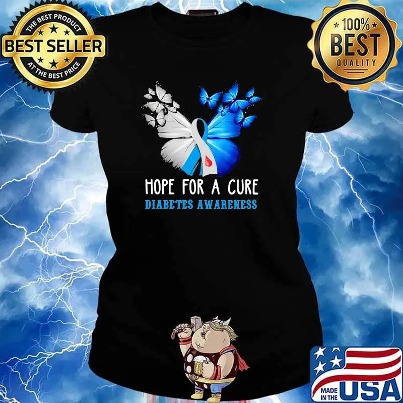 Hope for a cure diabetes awareness butterflies s Ladies tee