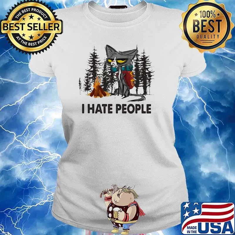 I Hate People Cat Hiking Shirt Ladies tee
