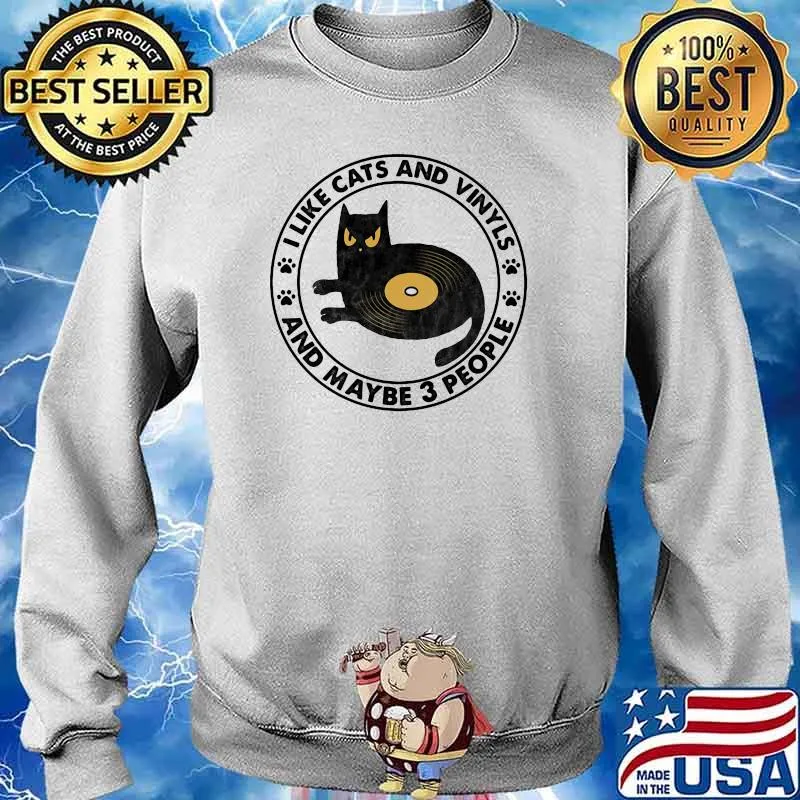 I like Cats And Vinyls And Maybe 3 People Shirt Sweater