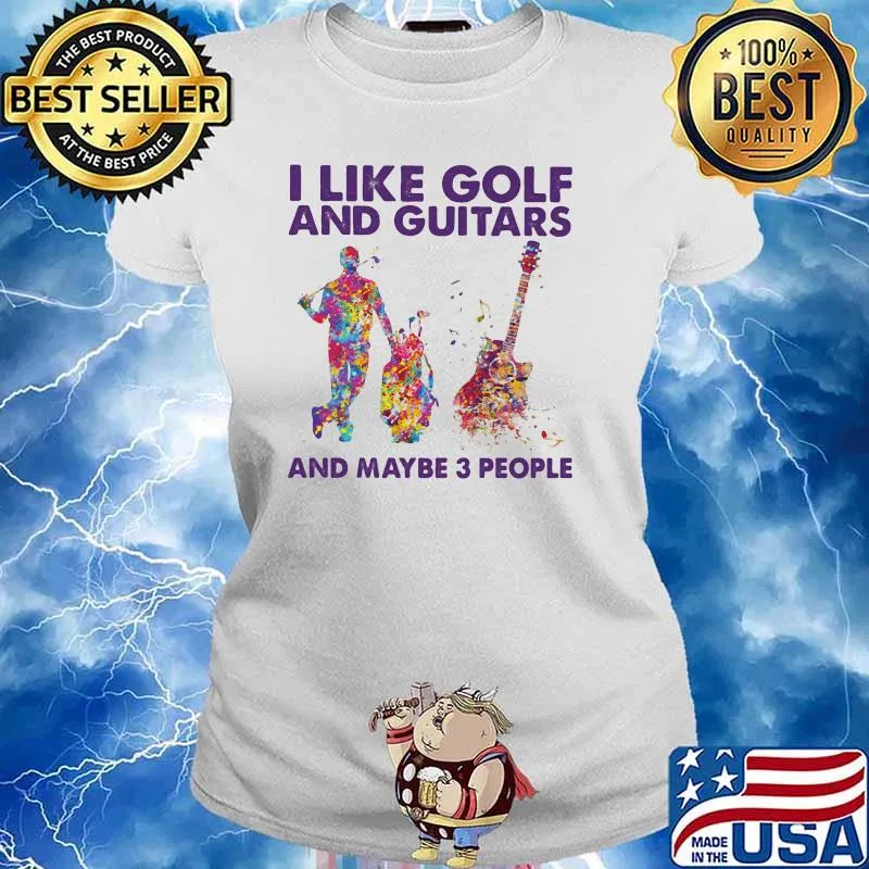 I Like Golf And Guitars And Maybe 3 People Watercolor Shirt Ladies tee