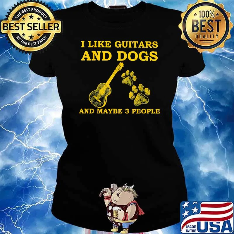 I Like Guitars And Dogs And Maybe 3 People T-Shirt Ladies tee