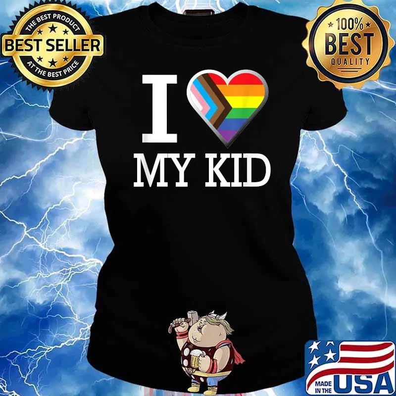 I Love My Kid with Pride! Heart T-Shirt Ladies tee