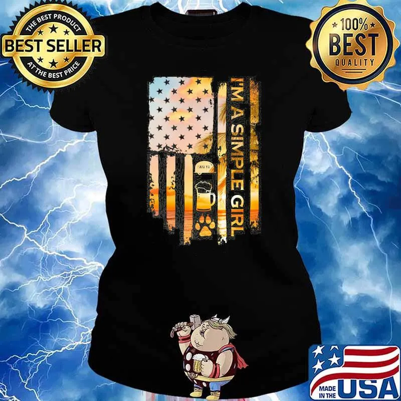 I'm a simple girl beer dog camp american flag summer vacation Ladies tee