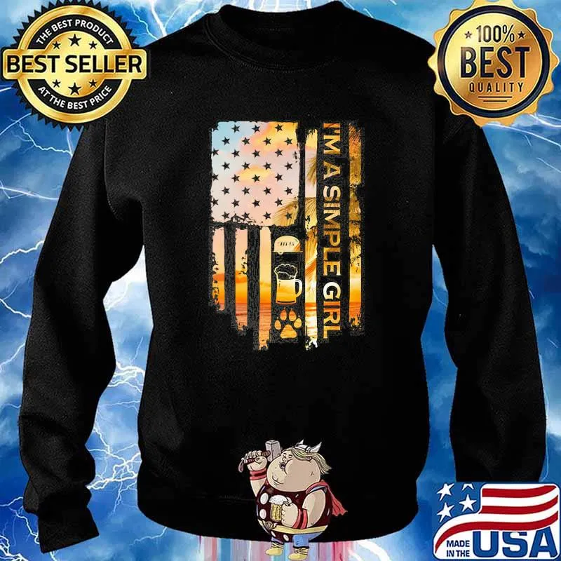 I'm a simple girl beer dog camp american flag summer vacation Sweater