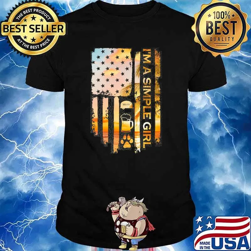 I'm a simple girl beer dog camp american flag summer vacation shirt