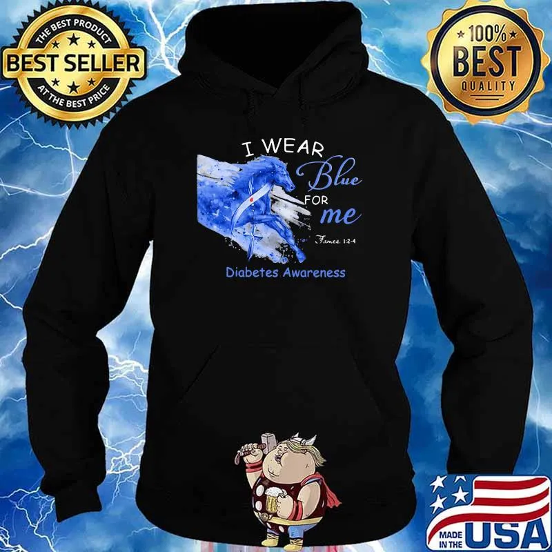 I Wear Blue For Me Diabetes Awareness Horse Shirt Hoodie