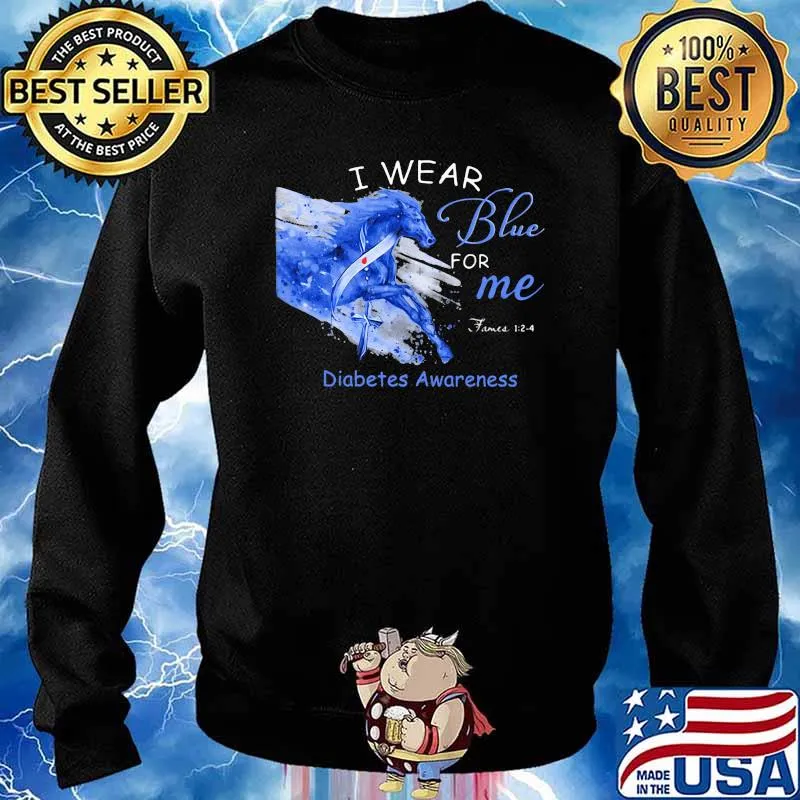 I Wear Blue For Me Diabetes Awareness Horse Shirt Sweater
