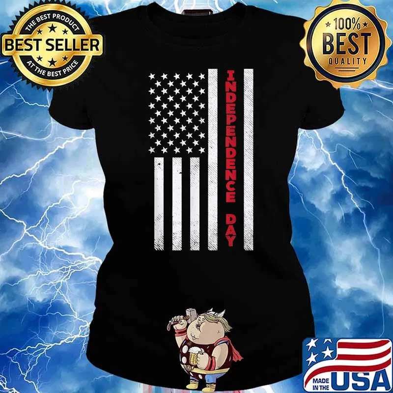 Independence Day American Flag 4th of July Patriot T-Shirt Ladies tee