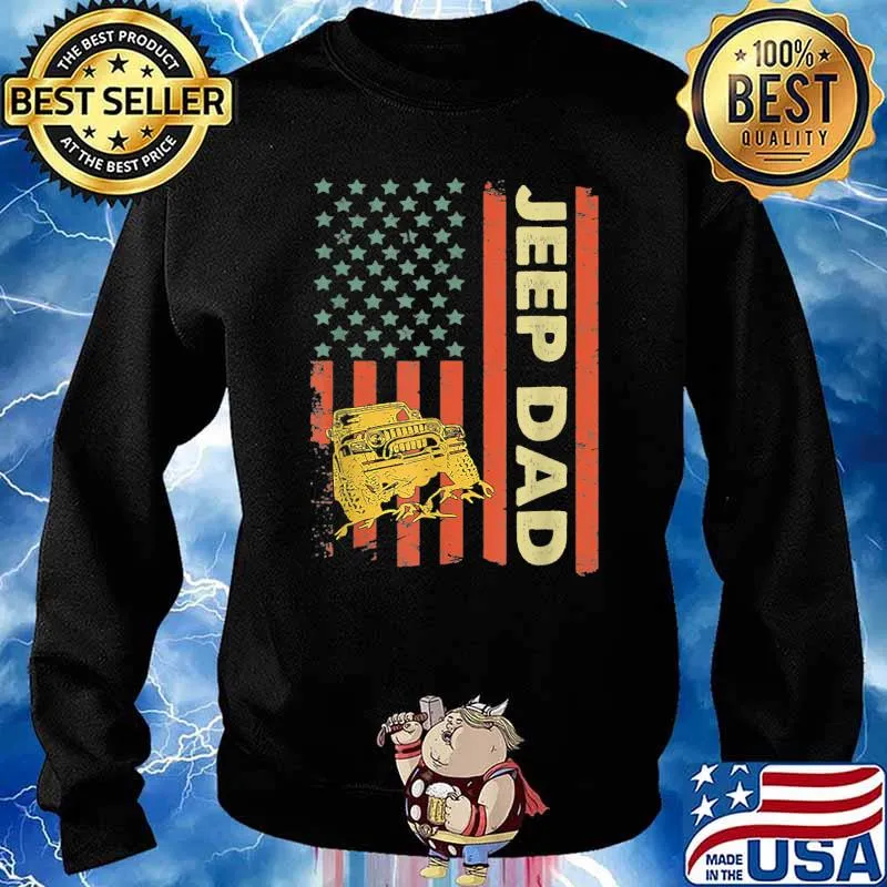 Je.ep Dad American Flag Father's Day 4th of July T-Shirt Sweater