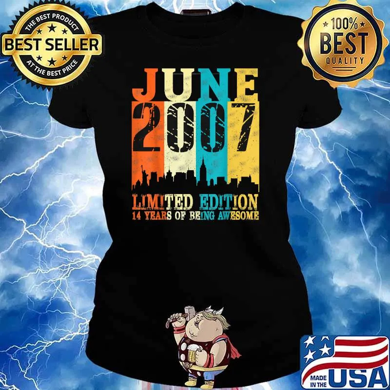 June 2007 Limited edition 14 years of being awesome vintage 14th Birthday T-Shirt Ladies tee