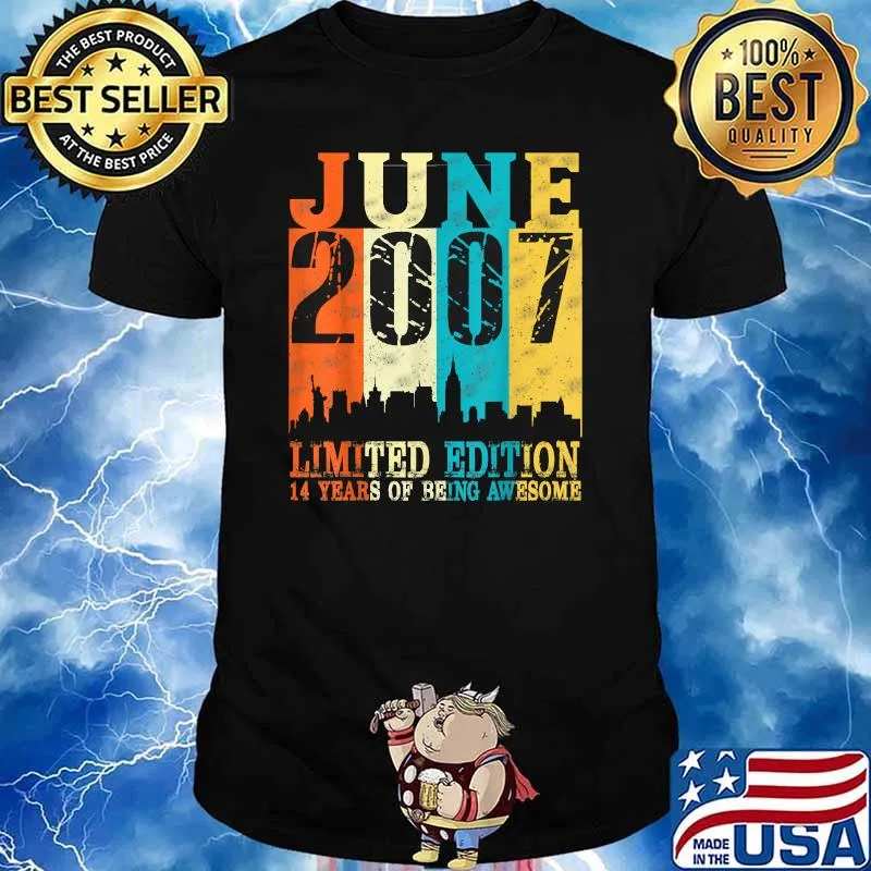 June 2007 Limited edition 14 years of being awesome vintage 14th Birthday T-Shirt