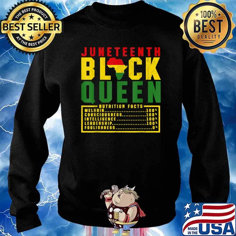 Juneteenth Women's Black Queen Nutrition Melanin Black Pride T-Shirt Sweater