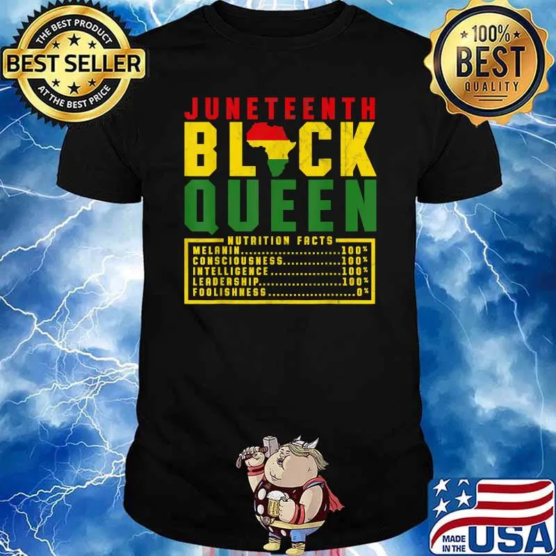 Juneteenth Women's Black Queen Nutrition Melanin Black Pride T-Shirt