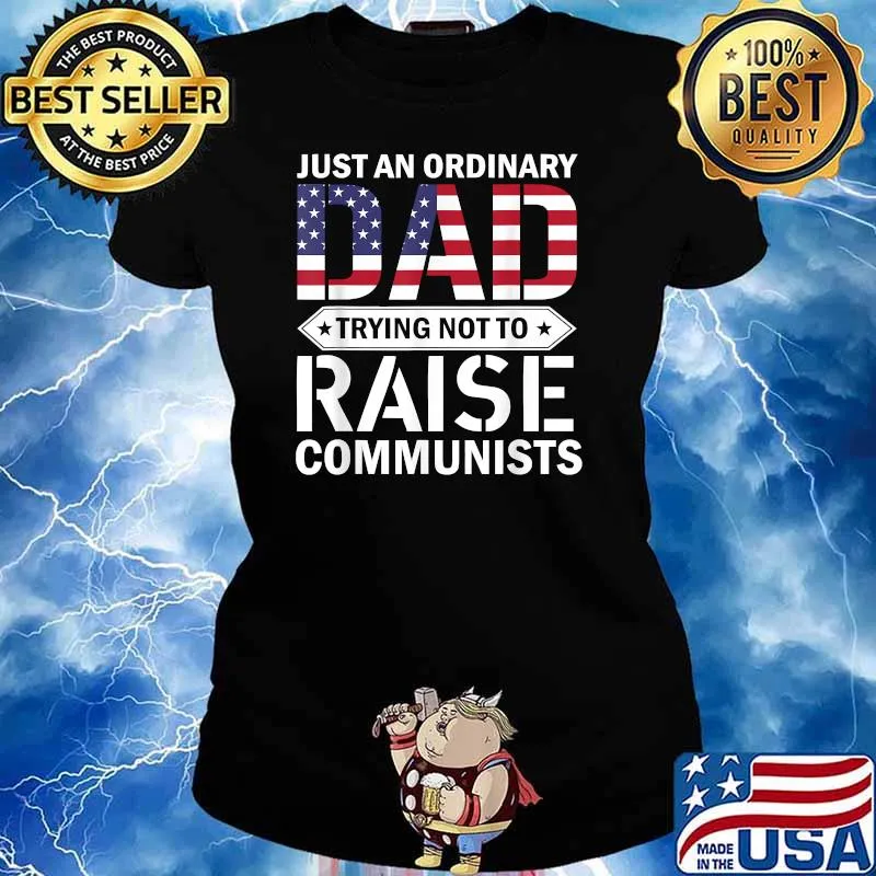 Just An Ordinary Dad Trying Not To Raise Communist USA Flag T-Shirt Ladies tee