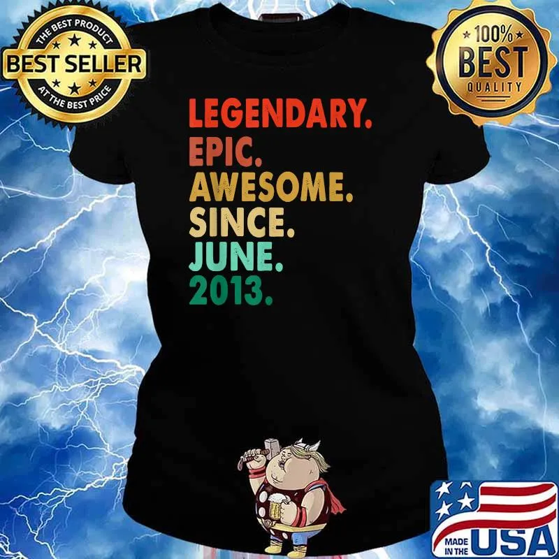 Legendary Awesome Epic Since June 2013 8th Birthday Vintage T-Shirt Ladies tee