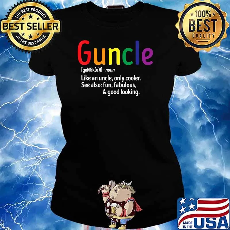 LGBT Gay Pride Guncle Definition Rainbow T-Shirt Ladies tee