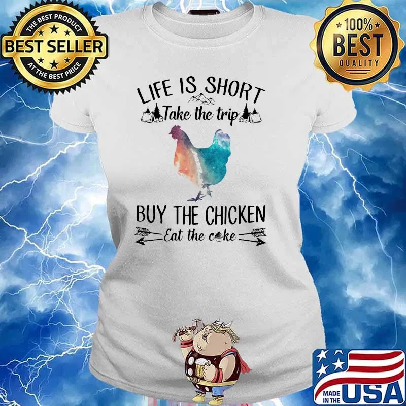 Life Is Short Take The Trip Buy The Chicken Eat The Cake Cow Watercolor Shirt Ladies tee