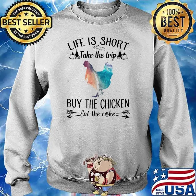 Life Is Short Take The Trip Buy The Chicken Eat The Cake Cow Watercolor Shirt Sweater